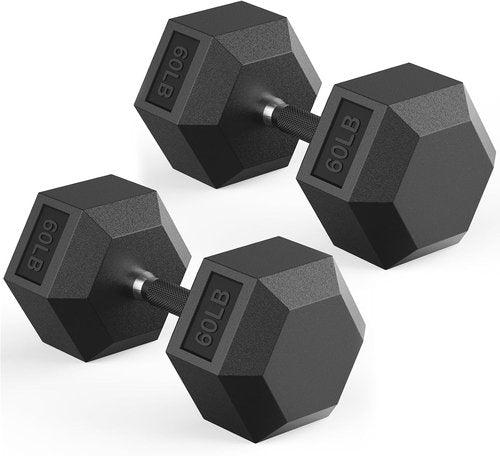 HANDBODE Hex Dumbbell Set - Rubber Encased Hand Weights for Strength Training | 40-570 lb Range