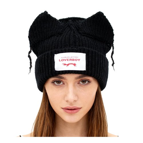Knitted Beanie Hat for Women Men Cute Bunny Long Ear Hat Slouchy Cat Ear Hat Crochet Fluffy Winter Warm Rabbit Y2k Skull Cap