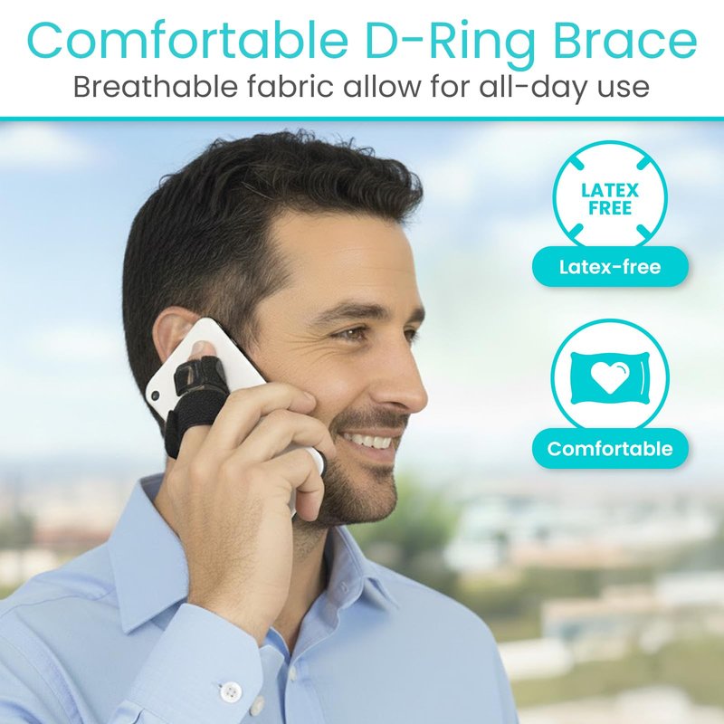 Vive Trigger Finger Splint Brace - Middle, Pinky, Pointer, Ring and Thumb Support - Palm Strap Included - Straighten Curved or Broken Fingers - Adjustable, Breathable Fit - Aluminum Pain Relief Guard