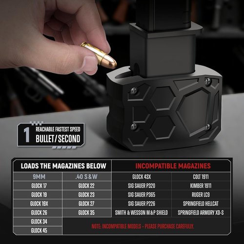 Glock Magazine Speed Loader - Rapid 9mm/.40SW Loader for Glock Models 17-47 | Efficient & Quick Loading