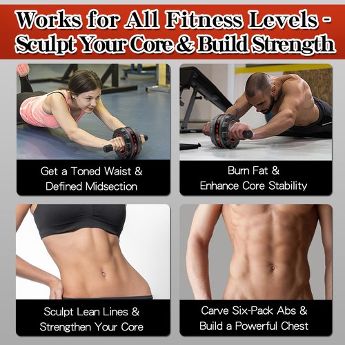 FEELCAT Ab Roller Wheel,Stable Wide Wheel For Beginner,Men,Women,Abs & Core Workout Equipment For Home Gym With Knee Pad,Abdominal Wheel For Full-Body Strength Training (Blue wide wheel)