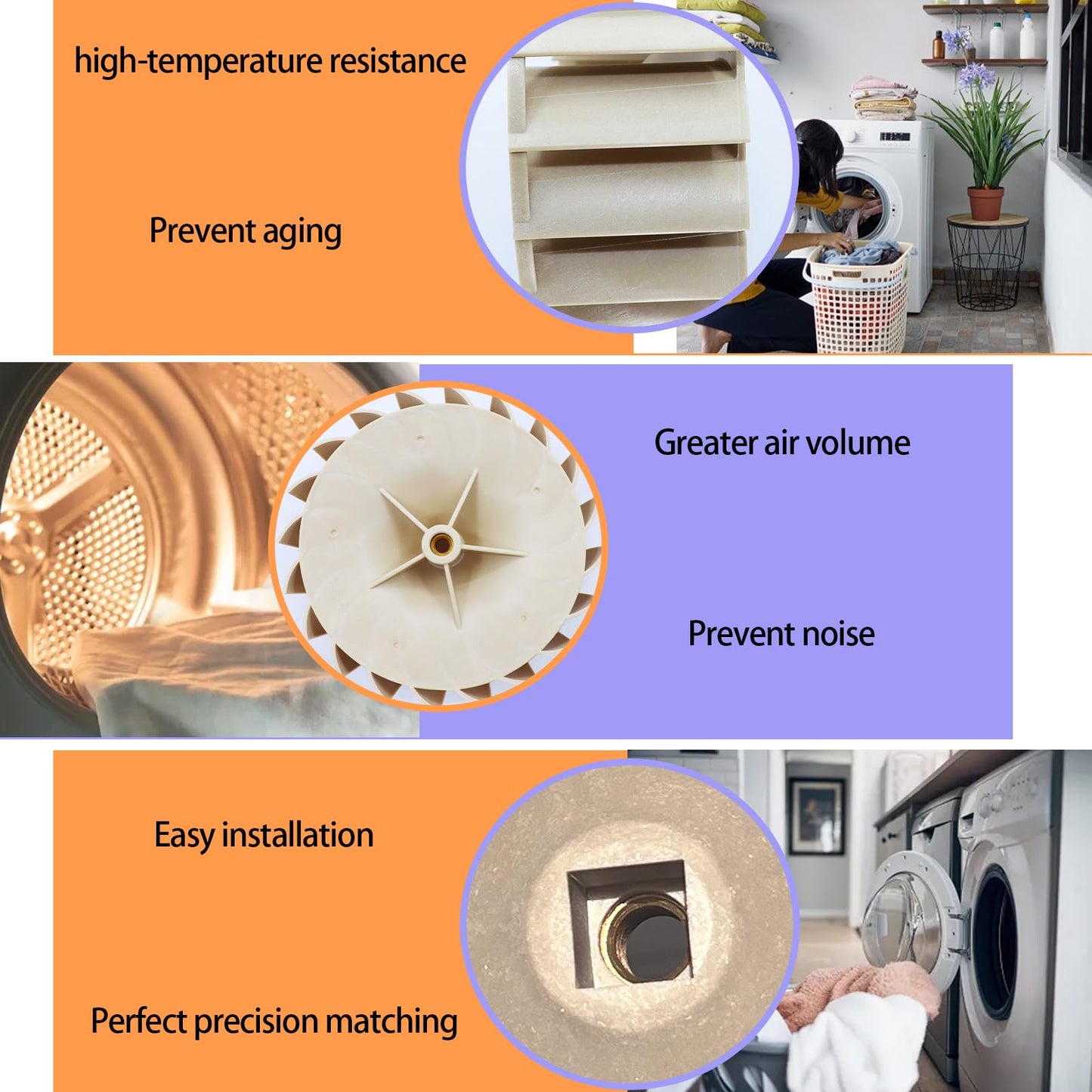 2025 Upgraded 697772 WP697772 Dryer Blower Wheel For Whirlpool Maytag Kenmore Dryer Blower Part Replace AP6010627 PS11743811 687613 PS384381 2-Years Warranty
