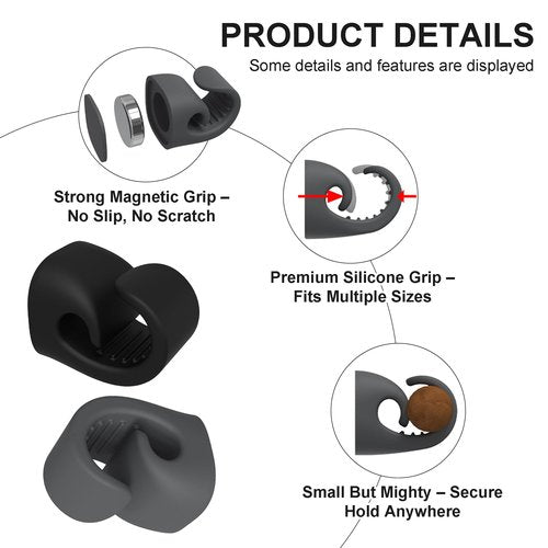 Cilkus Magnetic Golf Cart Accessory 2-Pack – Silicone Multipurpose Mounts with Strong Grip for Outdoor Use (Black+Gray)