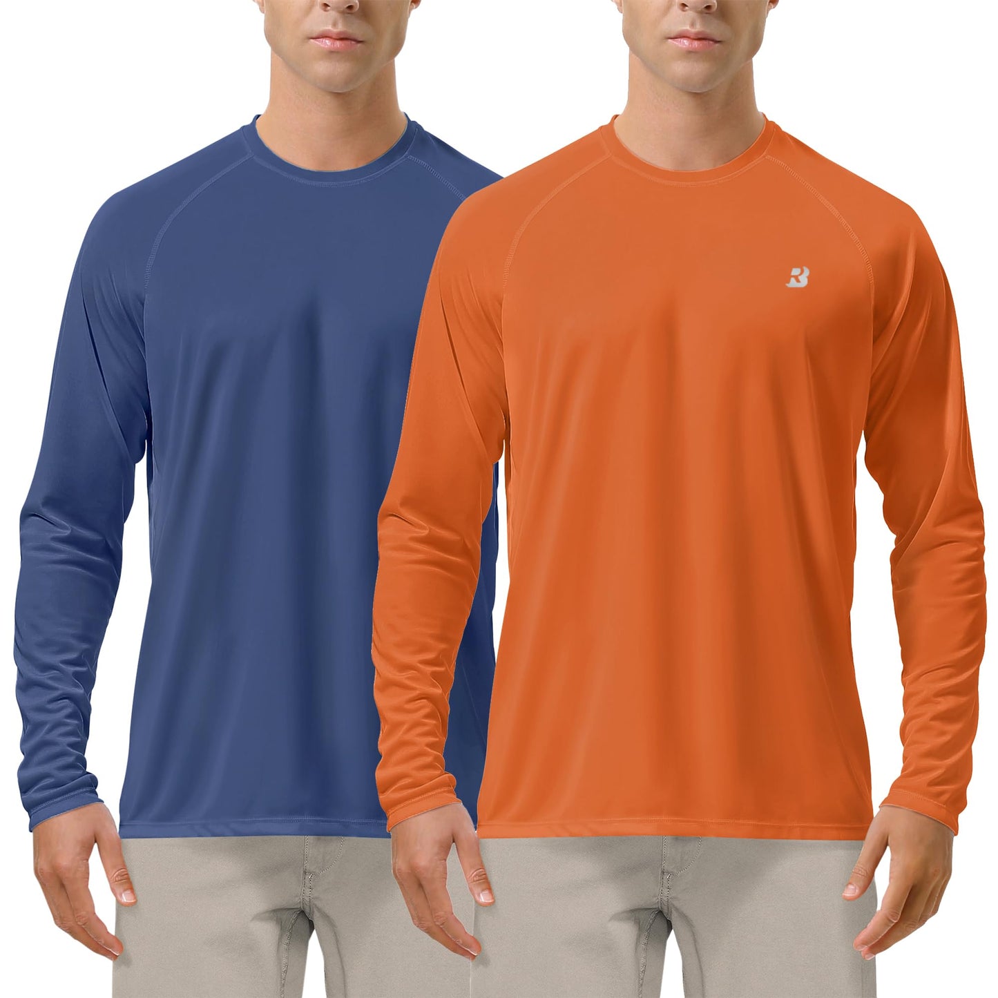 Roadbox Mens UPF 50+ Long Sleeve SPF Diving Rash Guard UV Sun Protection Shirts for Outdoor Fishing Hiking Swimming Running