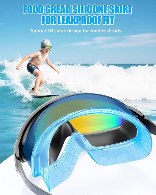 Aegend Kids Swim Goggles - Anti-Fog, UV Protection, No Leak Design | 2 Pack with Ear Plugs for Ages 3-14