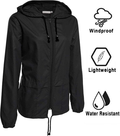 Avoogue Raincoat - Women's Lightweight Waterproof Jacket | Packable Hooded Windbreaker