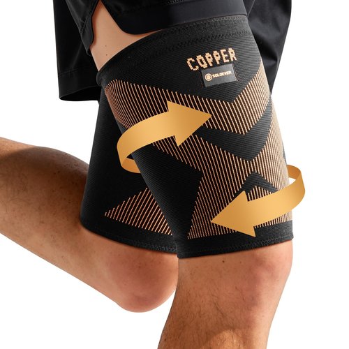 Copper-Infused Thigh Compression Sleeves 1 Pair [Upgrade Medical-Grade & Anti-Slip] Hamstring Compression Sleeves for Workouts, Sports Recovery and Quad & Groin Support, Breathable Upper Leg Sleeve for Women & Men - M