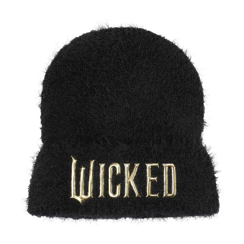 Bioworld Wicked Logo Black Fuzzy Yarn Cuff Beanie