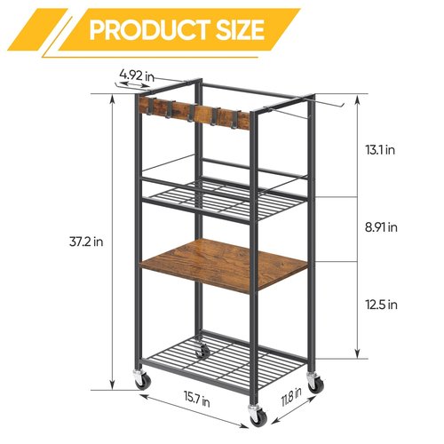Home Gym Storage Rack, Heavy Duty Yoga Mat Holder Workout Equipment Storage Organizer Weight Rack with Hooks & Wheels for Dumbbells Kettlebells Dumbbell Yoga Block Foam Rollers Yoga Strap Resistance