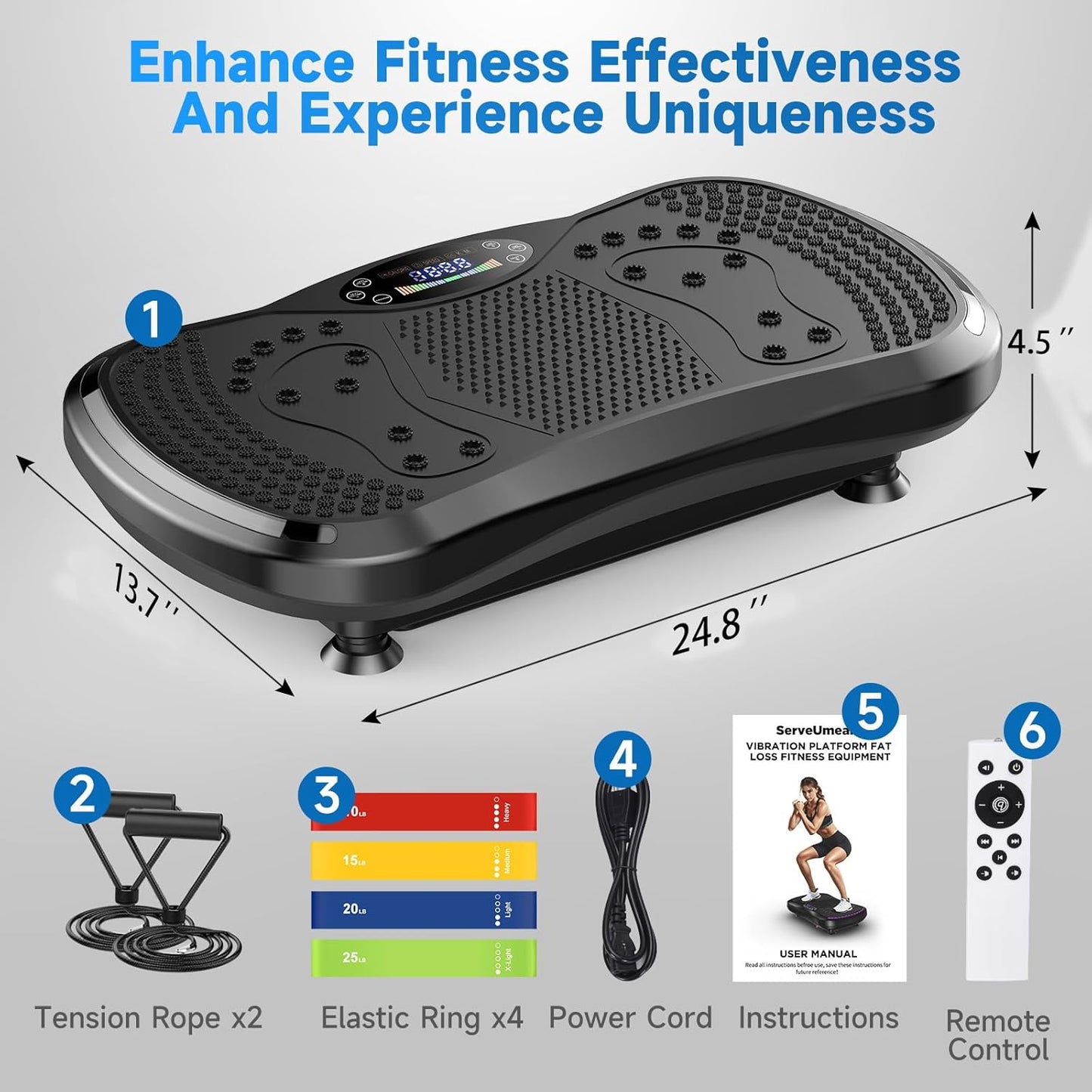 Vibration Plate Exercise Machine - Full-Body Weight Loss & Lymphatic Drainage | 400 Lbs Capacity, 200 Speeds