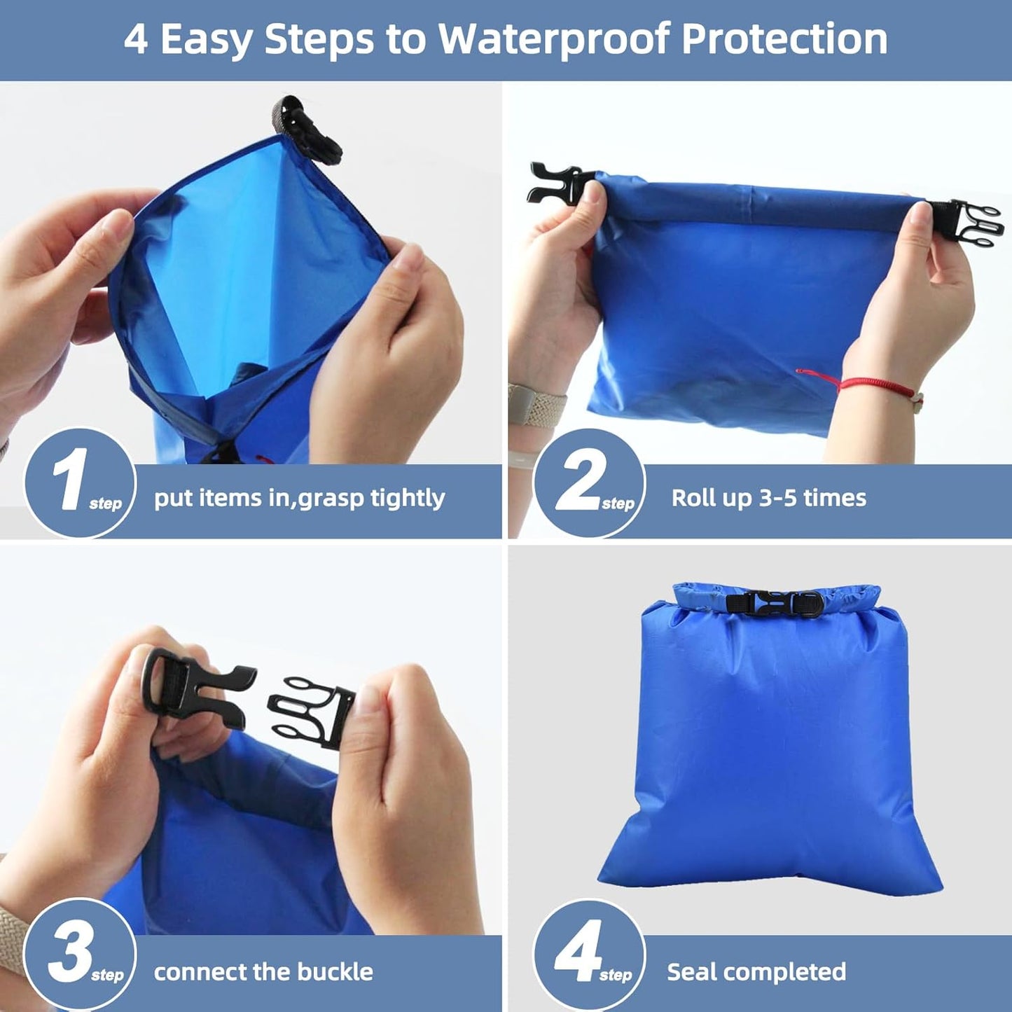 Skiennix 6PCS Waterproof Dry Bags - Lightweight Outdoor Storage for Kayaking, Hiking, Camping