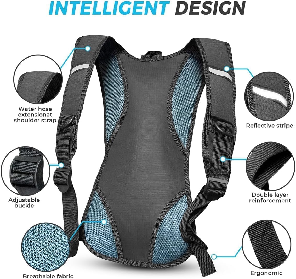 Hydration Backpack Hydration Pack Water Backpack with 2L(70-Ounce) Hydration Bladder for Men Women Kids for Running Hiking Biking Climbing