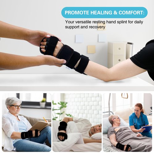 Lerboai Resting Hand Splint Stroke Night Immobilizer with Included Wrist Brace Enhanced Experience, Functional Wrist Finger Brace- Pain Relief For Carpel Tunnel, Stroke Recovery, Arthritis, Tendinitis