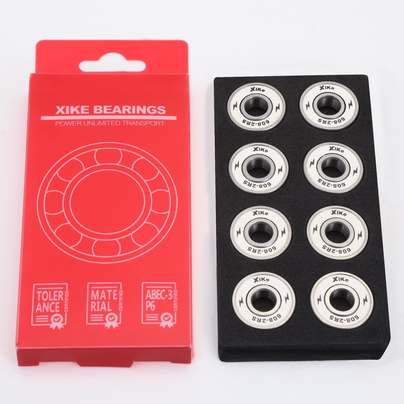 XiKe 16-Pack 608-2RS Skateboard Bearings, White, High-Speed 8x22x7mm, Durable Double Rubber Sealed, Fit for Longboards, Inline & Roller Skates, Spinners Etc