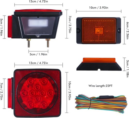 MAXXHAUL 70205 Trailer Light Kit - Waterproof 12V LED Lights for Trailers & Boats | Red