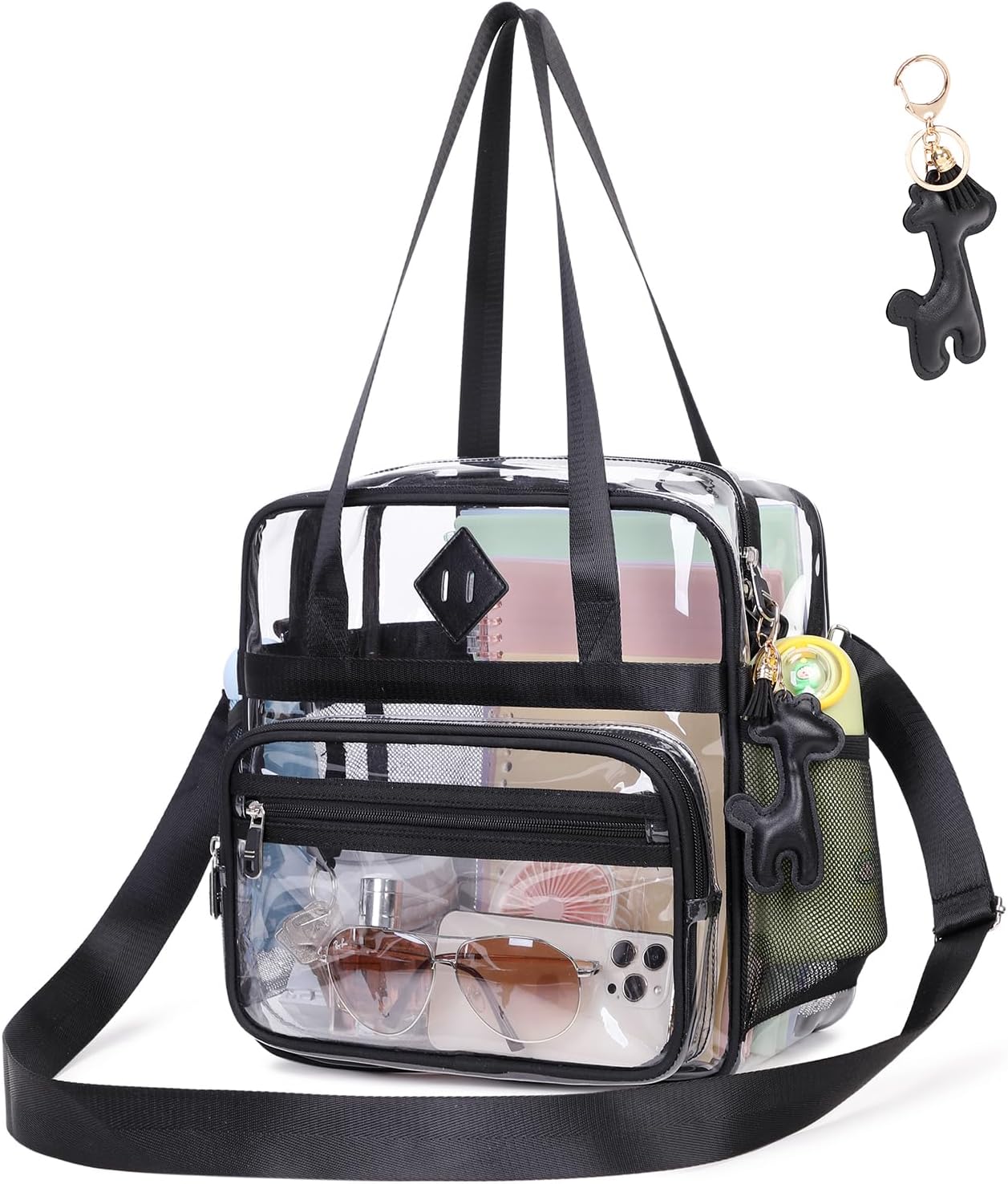 PIG PIG GIRL Clear Tote Bag - 12x6x12 Transparent Stadium Event Bag for Women