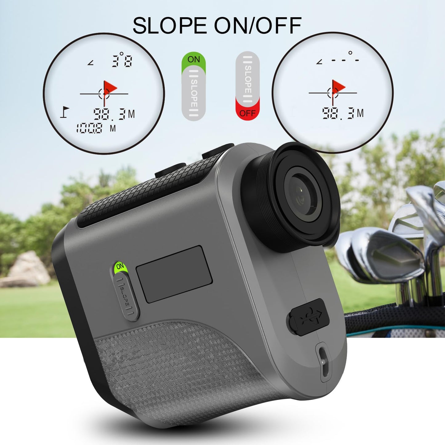 Golf Rangefinder with Slope and Pin Lock Vibration, 1200 Yards Laser Range Finder for Golf & Hunting, 7X Magnification, Rechargeable Rangefinders with Magnetic Stripe IP54 Waterproof (Grey)