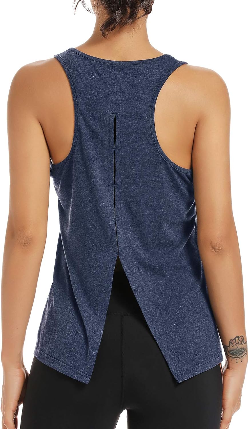 Muzniuer Women's Yoga Tops - Cute Open Back Activewear Sports Shirt for Gym Workouts