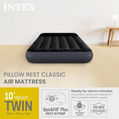 Intex Dura-Beam Air Mattress - Standard Pillow Rest with Fiber-Tech Construction | Comfortable & Durable