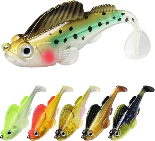 Gotour Fishing Lures - Weedless Soft Paddle Tail Swimbaits for Freshwater & Saltwater | Premium Pre-Rigged Jig Heads