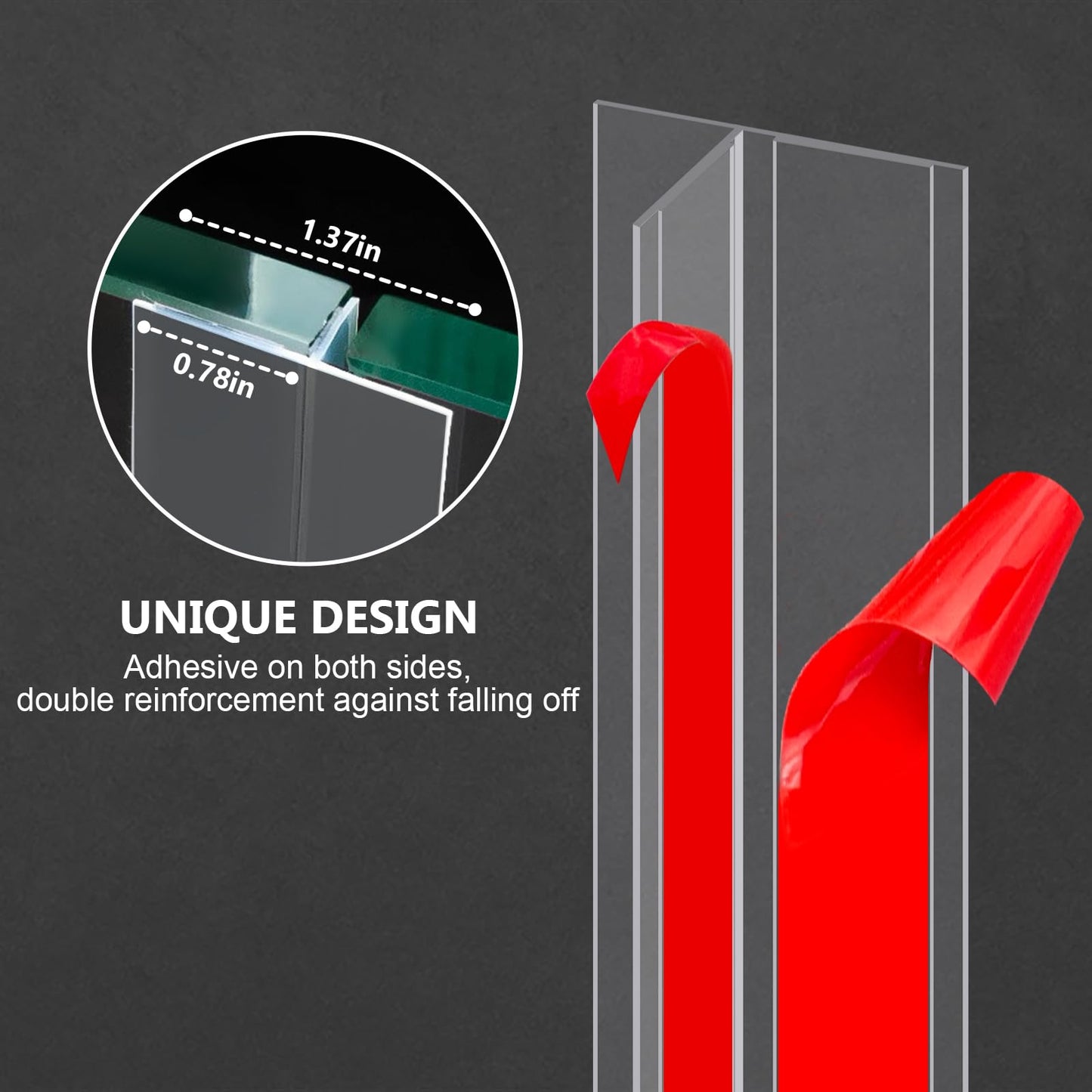 Silicone Weather Stripping Door Seal,2024 Upgraded Seal Strip for Windows Gaps, Double-Sided Strong Adhesive Design, Seal Strip for Side of Door,Sliding Door,1.37" x 10 ft,Transparent
