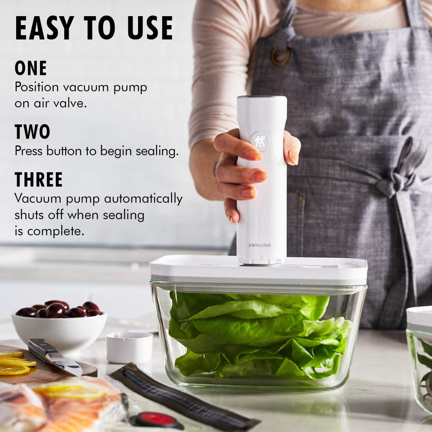 ZWILLING Fresh & Save Vacuum Sealer Machine - Airtight Food Storage Containers & Sous Vide Bags Set