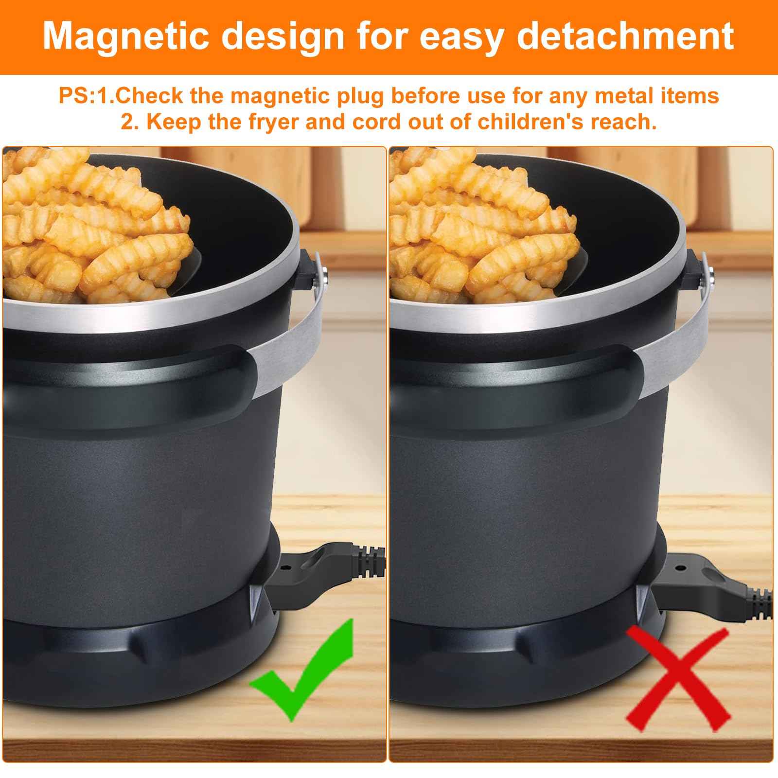 VASTHOME 5FT Deep Fryer Cord Replacment for Hamilton Beach/Butterball Turkey/Secura/Mastercraft Deep Fryer Power Cord -16 AWG Flat Power Cord Replacement Part