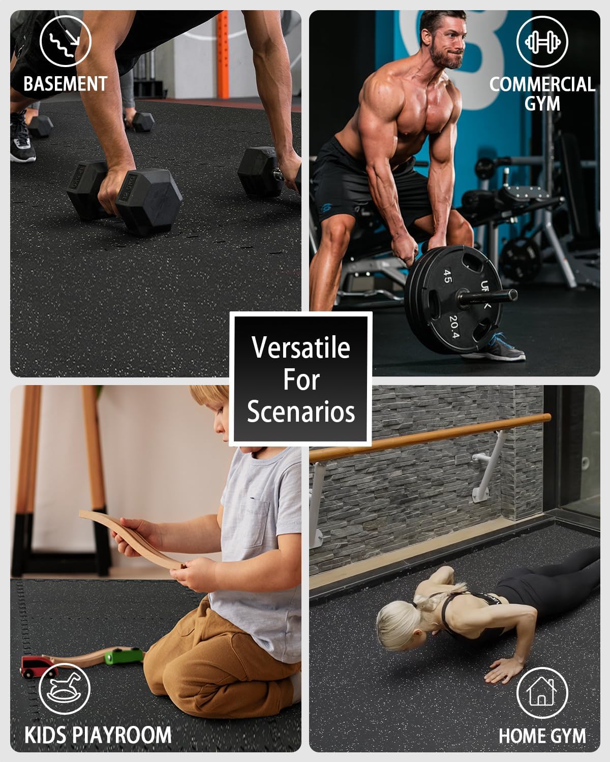 Mikolo Gym Flooring Mats - 12 Pcs High-Density EVA Foam | 48 Sq Ft Interlocking Protective Mats