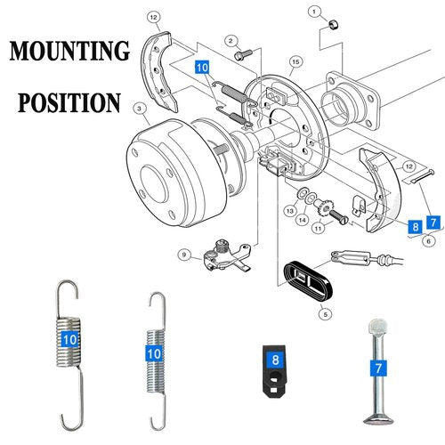Golf Cart Club Car Brake Shoes Pads and Spring Kit for Club Car DS G&E 1995-Up (Automatic Adjust) and Precedent, Golf Cart Drum Brake Shoe Pads (2 Short & 2 Long) Replaces # 1018232-01,1018163-01