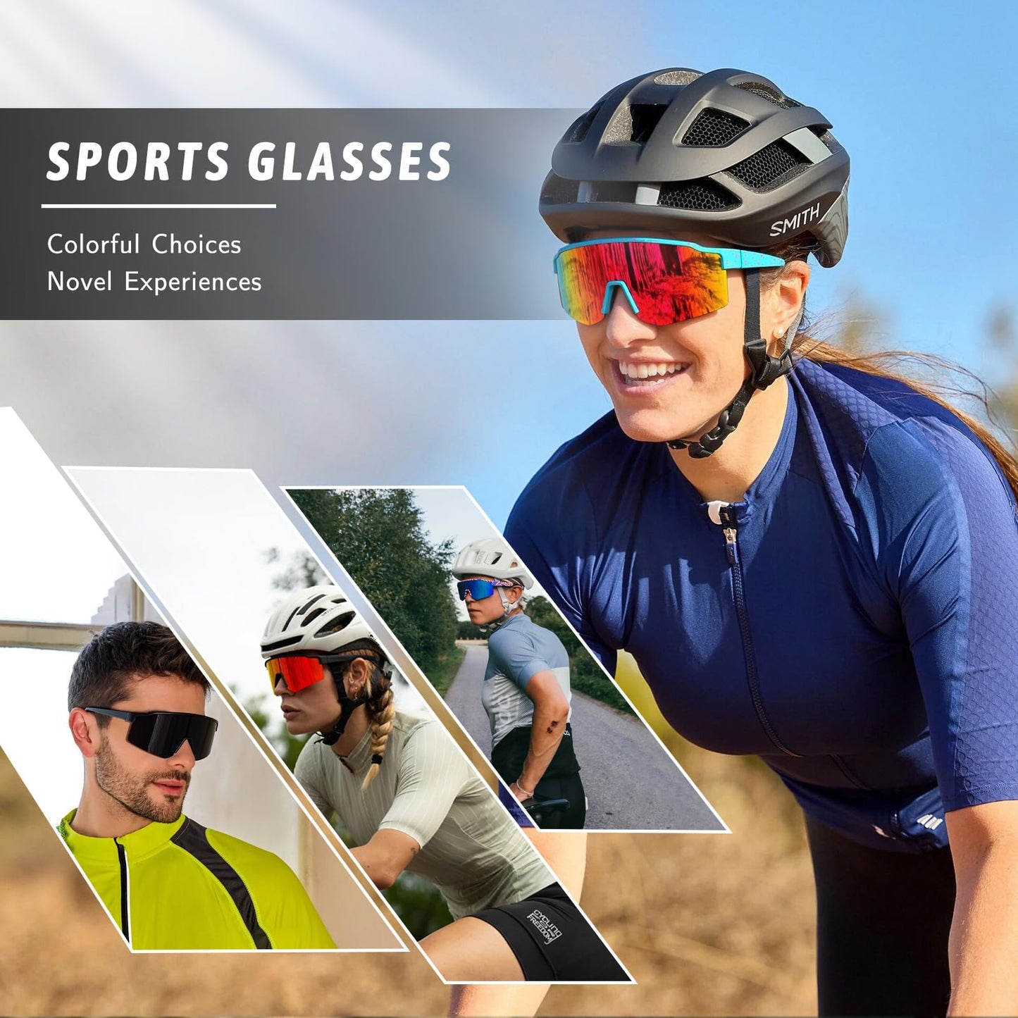 VEWOE Polarized Cycling Sunglasses for Men Women，UV400 Protection Sports Sunglasses,Baseball Glasses for MTB Fishing