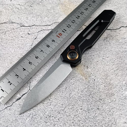 Multifunctional Knife, EDC Folding Pocket Knives For Men, 2.75in Stonewashed Reverse Tanto Blade, Black Aluminum Handles With Pocket Clip for Outdoor Camping