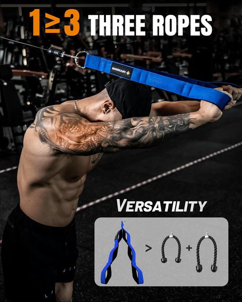 MANUEKLEAR Tricep Rope Cable Attachment - Enhanced Range of Motion for Push Downs & Face Pulls