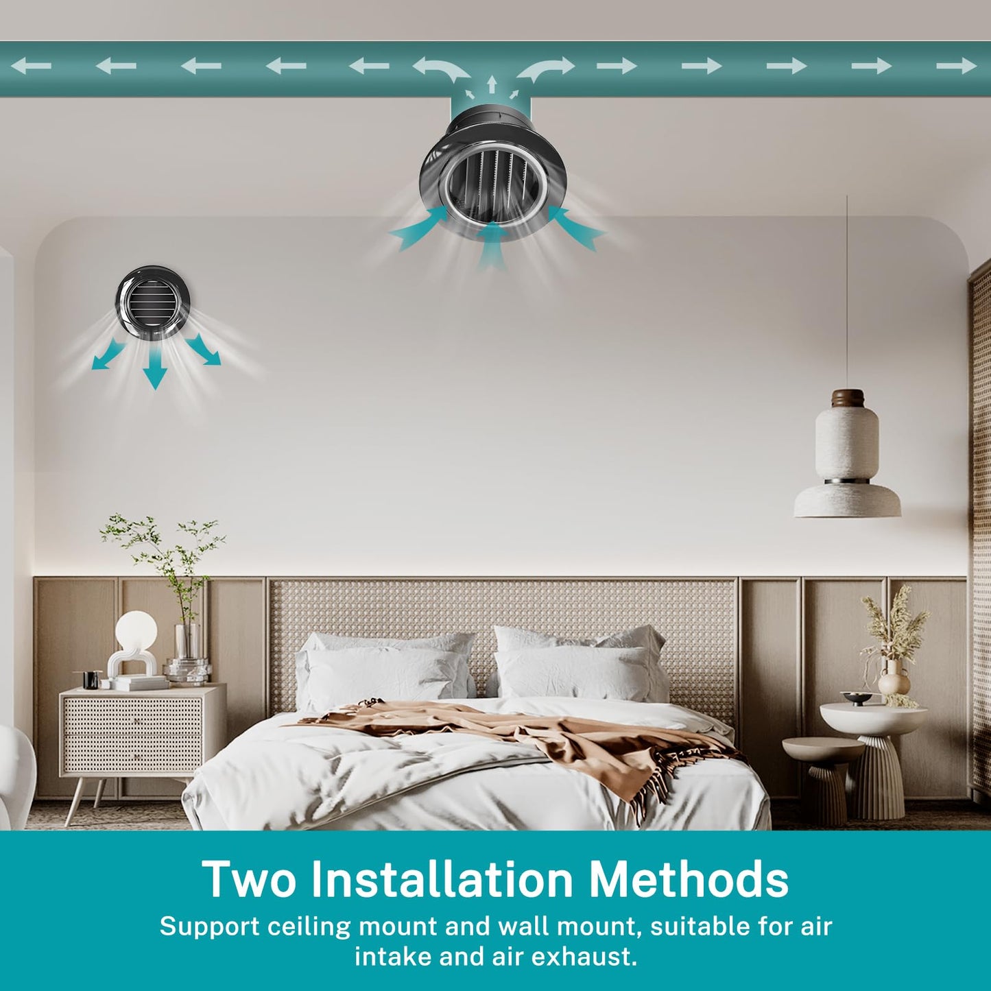 HG Power 4 Inch Soffit Vent, ABS Plastic Round Vent Cover with Built-in Screen Mesh, Black Louver Exhaust Vent for Exhaust Fan, Inline Duct Fan, Bathroom, Kitchen, Garage Use, 100mm