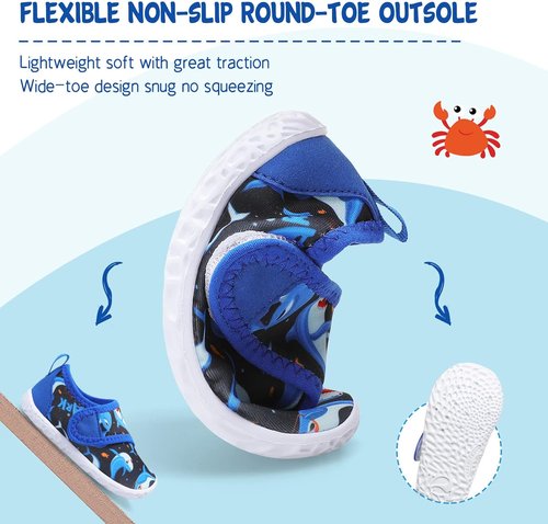 LeIsfIt Toddler Water Shoes - Breathable Quick-Dry Aqua Socks for Beach & Pool | Unisex Kids Swim Shoes