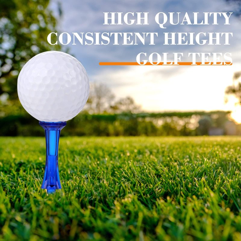 WMAWJBT Golf Tees 3-1/4’’ 50 Count Plastic Golf Tees Reduced Friction & Side Spin Professional Unbreakable Durability and Stability Blue
