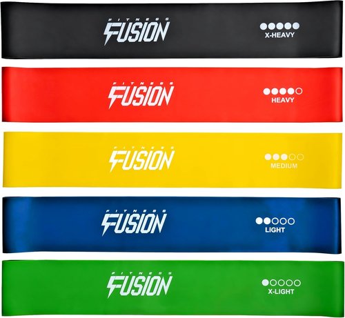 Fitness Fusion Resistance Loop Bands Set of 5 - Durable, Non-Slip Design for Home & Gym Workouts