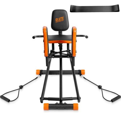Glute Glow™ Hip Abductor Machine for Home Gym - USA Based - Booty Builder & Booty Trainer for Women – 3 Resistance Levels – Bonus Arm Bands, Thigh Workout – Glute Workout Equipment & Glute Machine