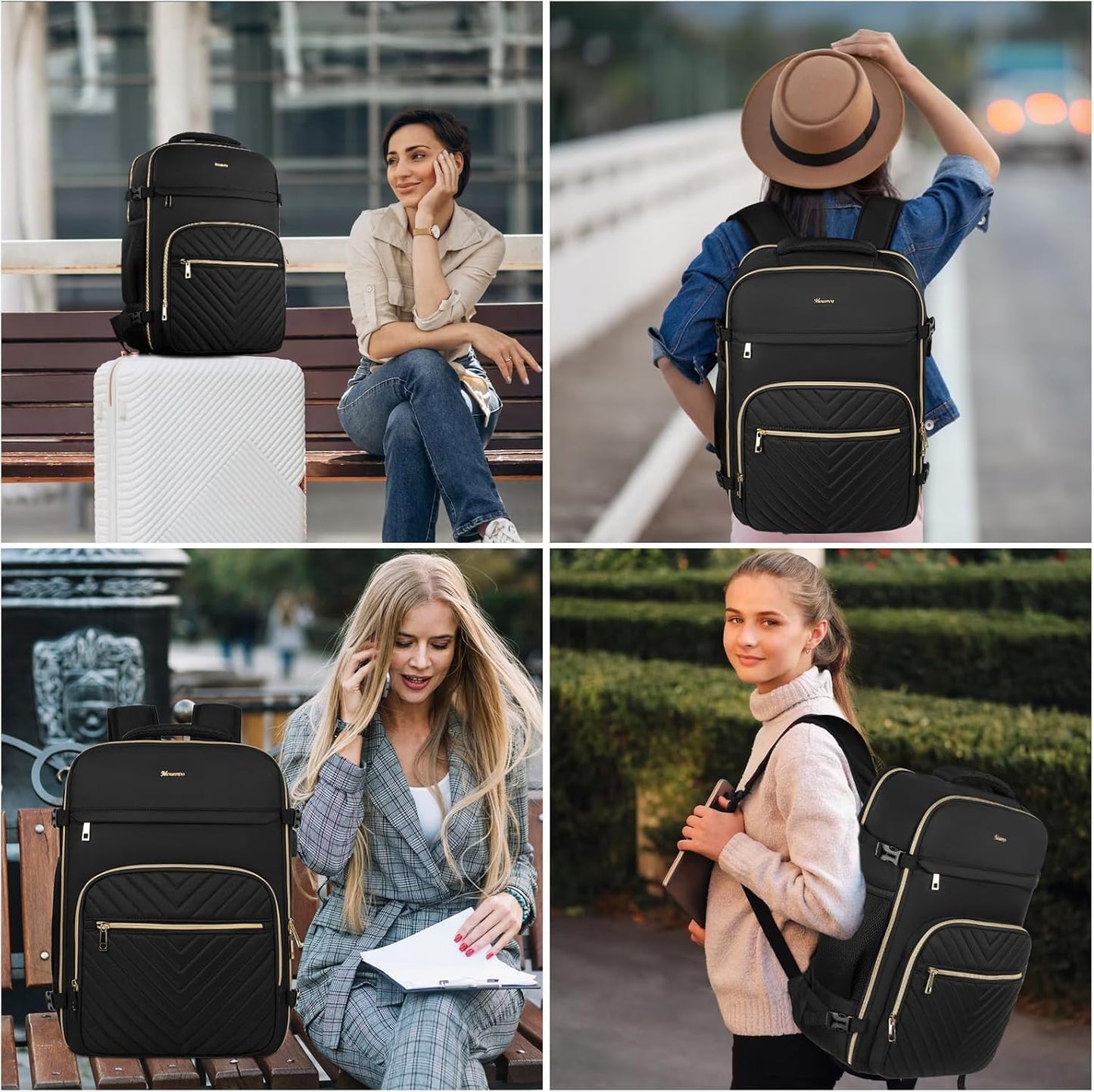 MOMUVO Large Travel Backpack - Flight Approved Carry-On with USB Charging Port | 18.4 Inch Laptop Bag