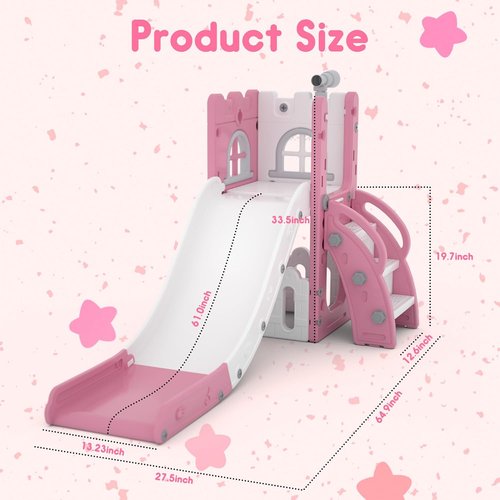 LulliSpace 6-in-1 Toddler Slide | Versatile Indoor & Outdoor Playset with Basketball Hoop & Telescope