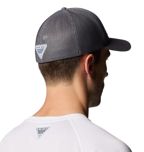 Columbia Unisex PFG Patch Mesh Ball Cap, City Grey/Sunset Fish, S/M