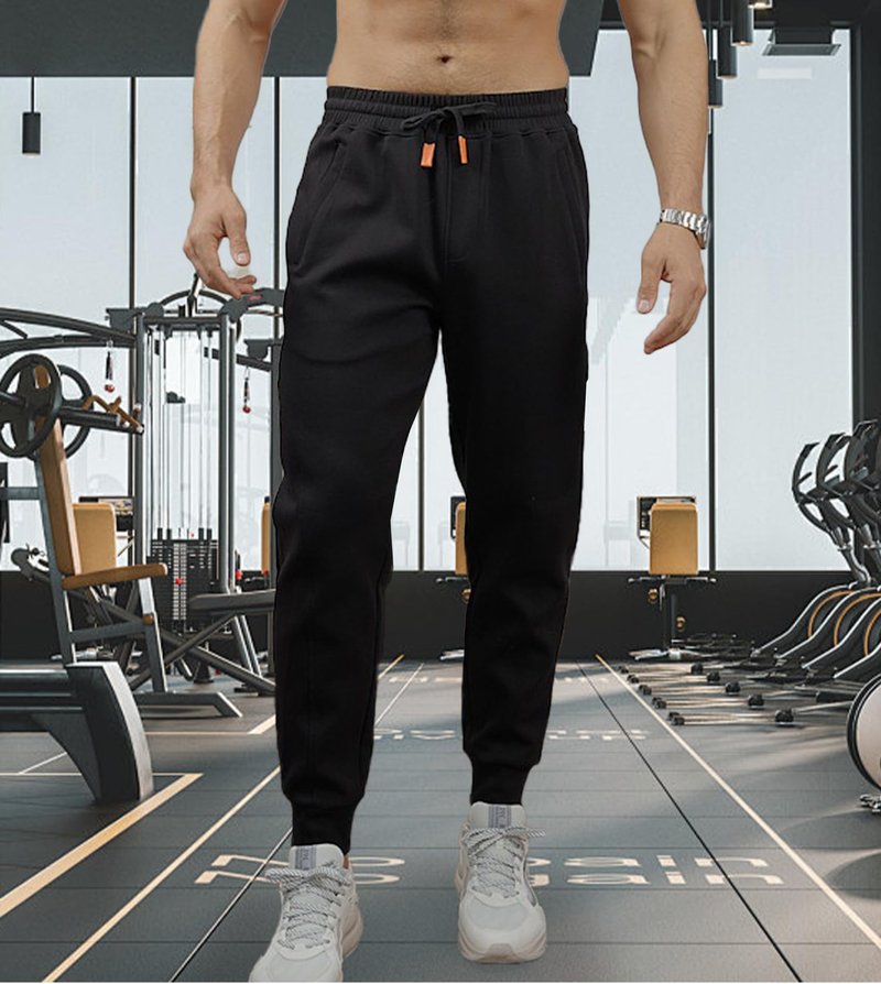 Fioboc FiobocJoggers for Men Casual -Cotton Drawstring Sweat Pants with Zipper Pockets Jogging Sweatpants Pants Black L