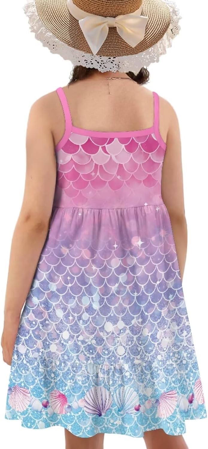 Youngerbaby Spaghetti Strap Midi Dress - Stylish Back to School Sundress for Toddler Girls 3-14T