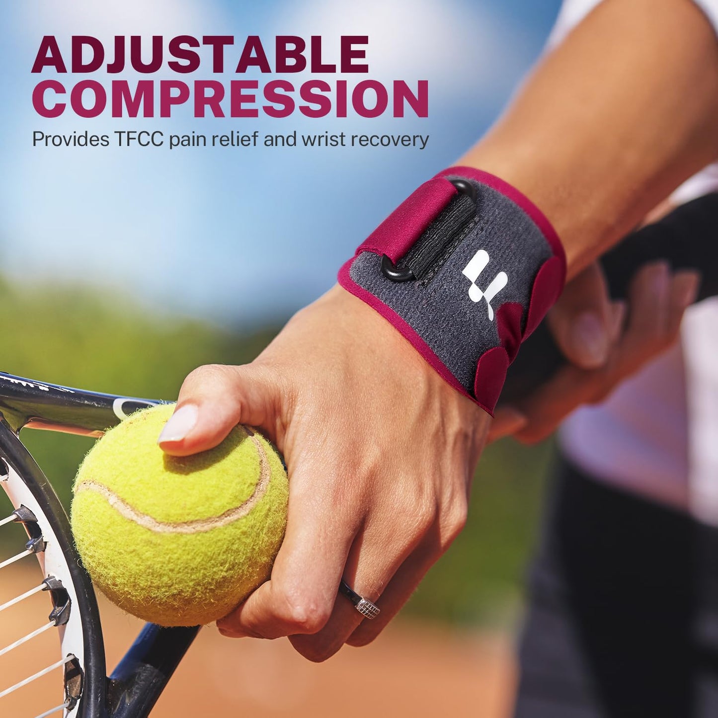 Fitomo Ultra Thin TFCC Wrist Brace for TFCC Tear with 3D Cushion Pads, Ulnar Wrist Brace for Ulnar Sided Wrist Pain, Adjustable Compression Wrist Wrap for Sports Tennis Golf Weight Bearing, 1 Pack