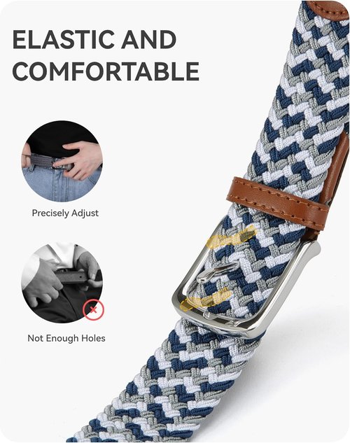 CHAOREN Men's Belt - Braided Stretch Golf Belt for Comfortable Fit | Ideal for Casual Shorts & Jeans