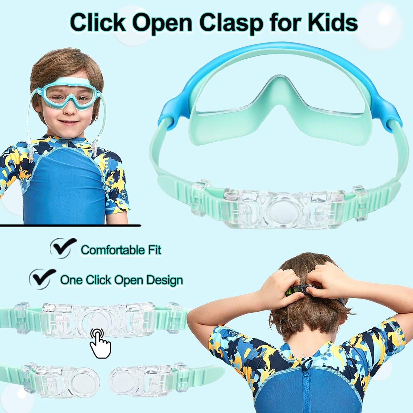 Seago Swim Goggles - 2 Pack Anti-Fog & UV Protection | Wide View for Kids Ages 3-14