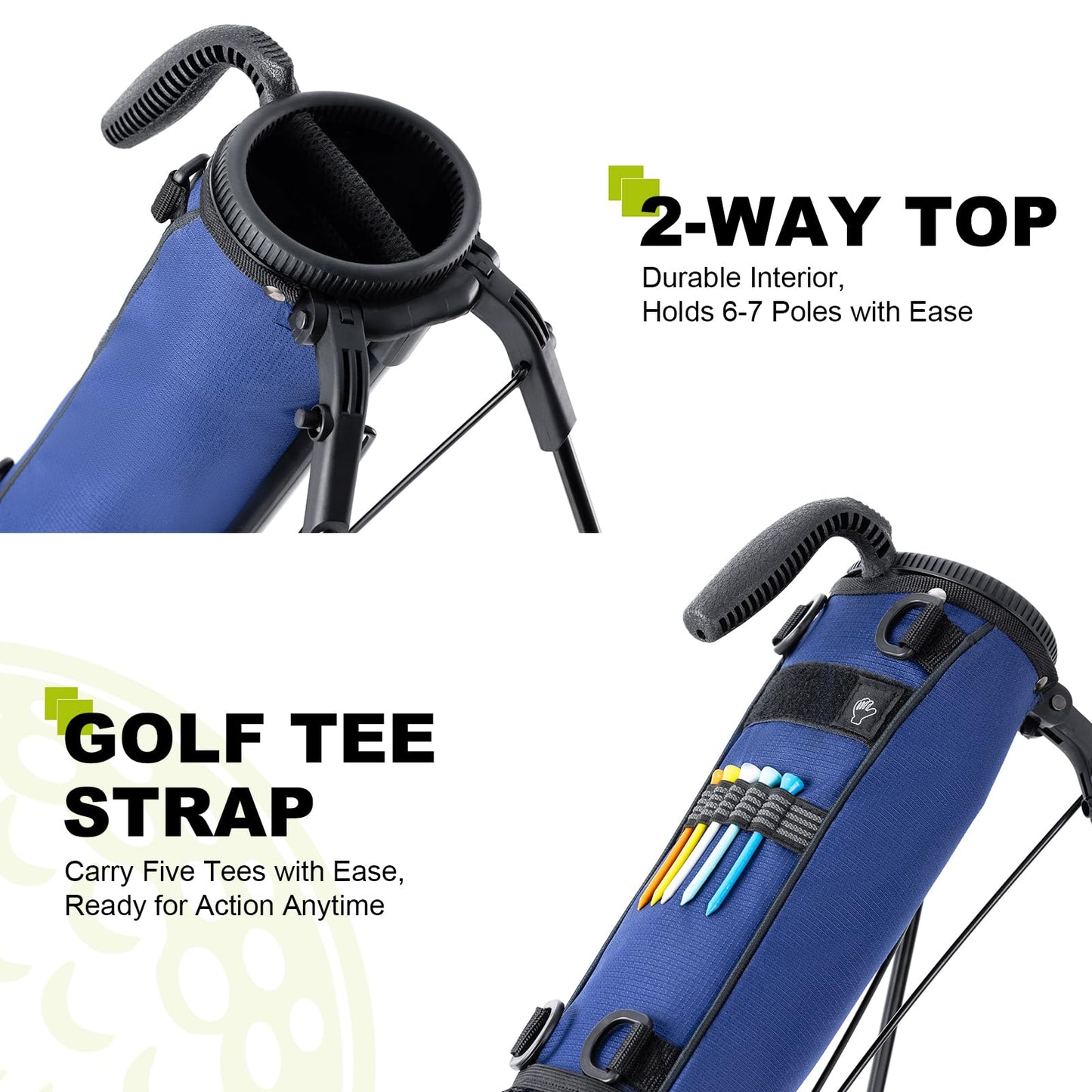 uniHimal Golf Lightweight Stand Carry Bag– Easy to Carry and Durable Pitch n Putt Golf Bag for The Driving Range, Par 3 and Executive Courses–31.5 inches Tall (Blue)
