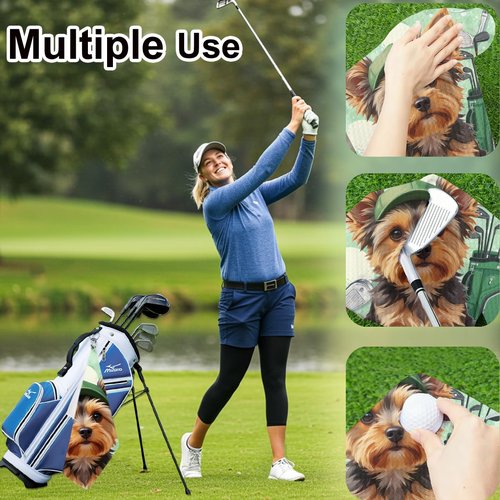 BQXH Yorkshire Terrier Golf Towel 16x24 Inch, Dog Yorkie Gifts Waffle Weave Decorative Golf Towel with Clip, Golfclub Gifts for Men Women Birthday Gift for Husband Dad Golfball Fan Retirement Present