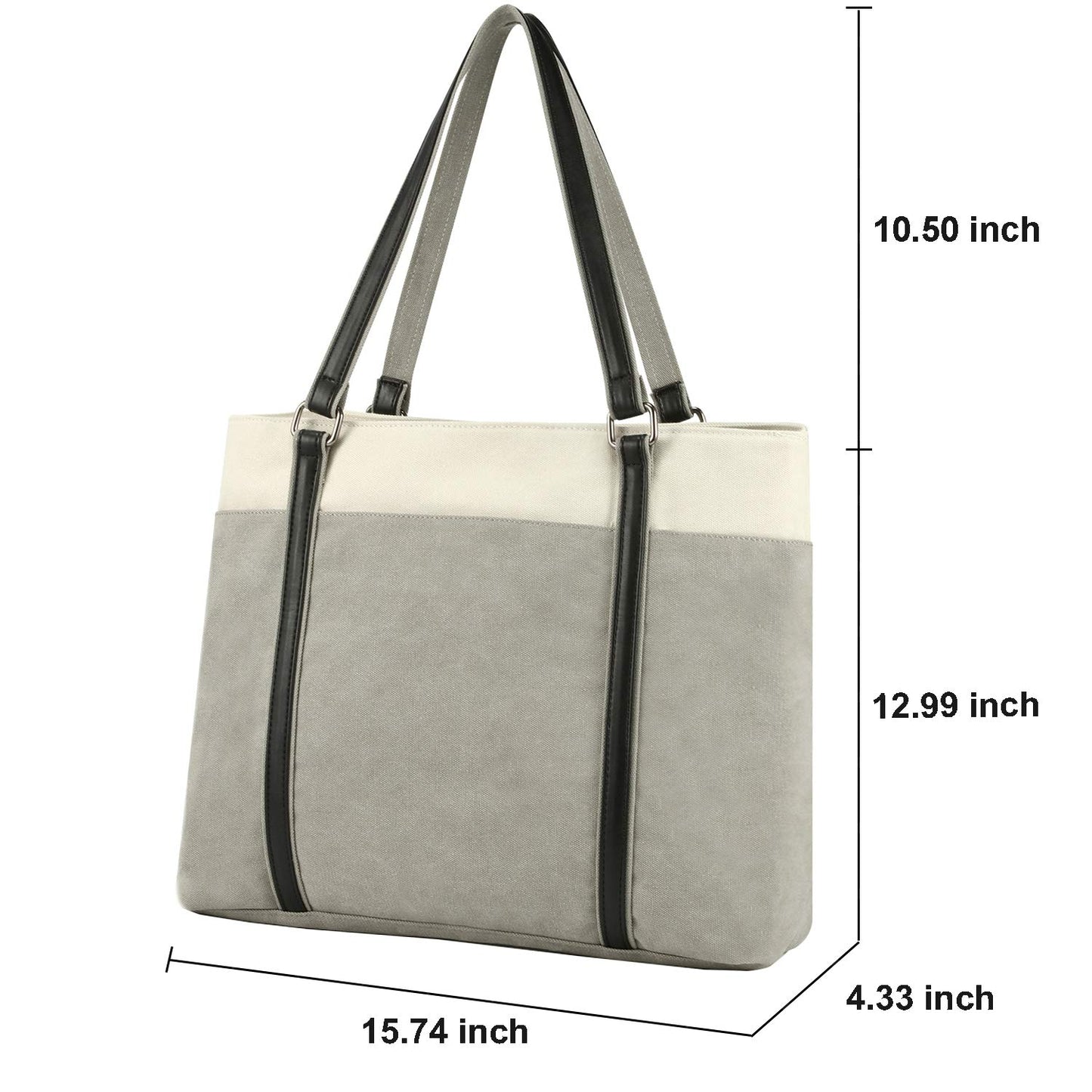 Laptop Tote Bag for Women, 15.6 Inch Work Bag with Laptop Compartment and Zipper, Canvas Computer Tote for Teacher, Office, Travel, Business, Carry On Personal Item Bag