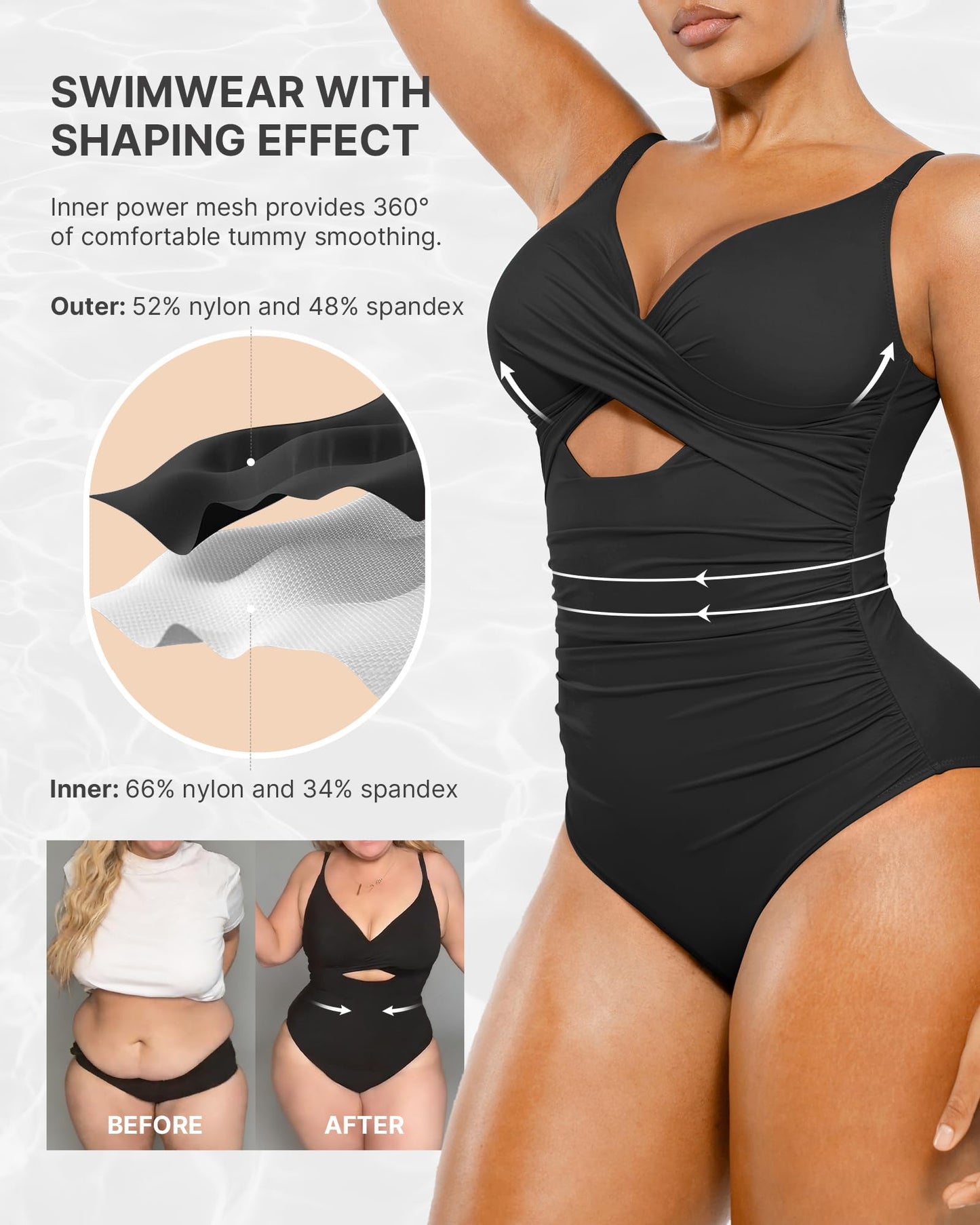 SHAPELLX Tummy Control Swimsuits Women One Piece Swimsuits Women Bathing Suit Slimming Swimwear with Bra (Black,Large)