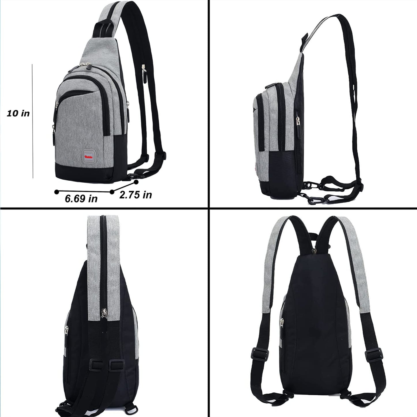 Peicees Mini Sling Bag for Women Mens Convertible Crossbody Backpack Small Shoulder Bag Chest Daypack with Zipper Strap